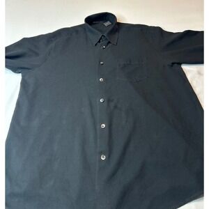 Axis Mens XL Black 100% Silk Long Sleeve Button Down Shirt Chest Pocket